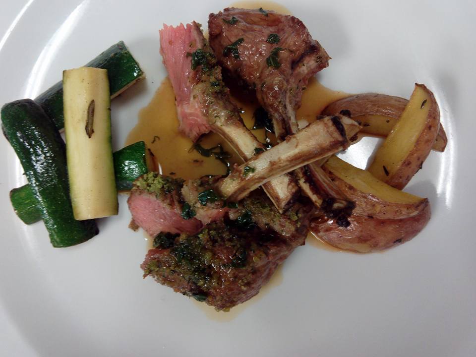 DIY Rack of Lamb with Herb Crust, Gourmet Potatoes, Courgette, Mint Sauce2